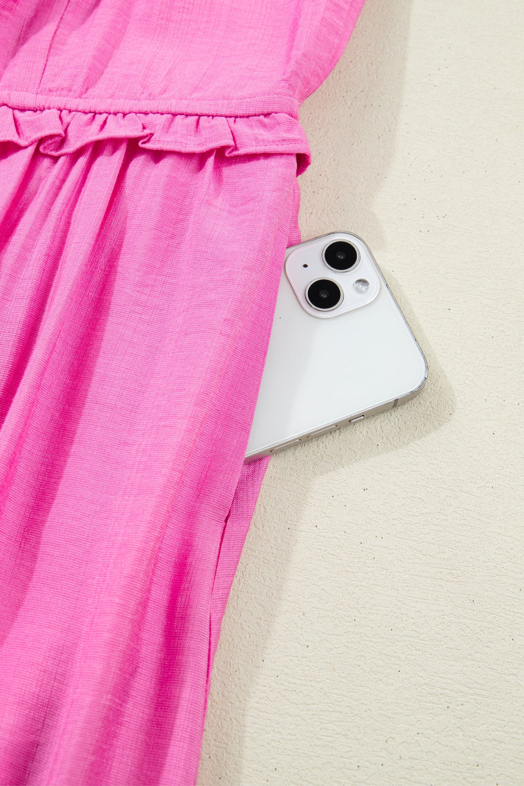 Hot Pink Ruffle Trim Maxi Dress