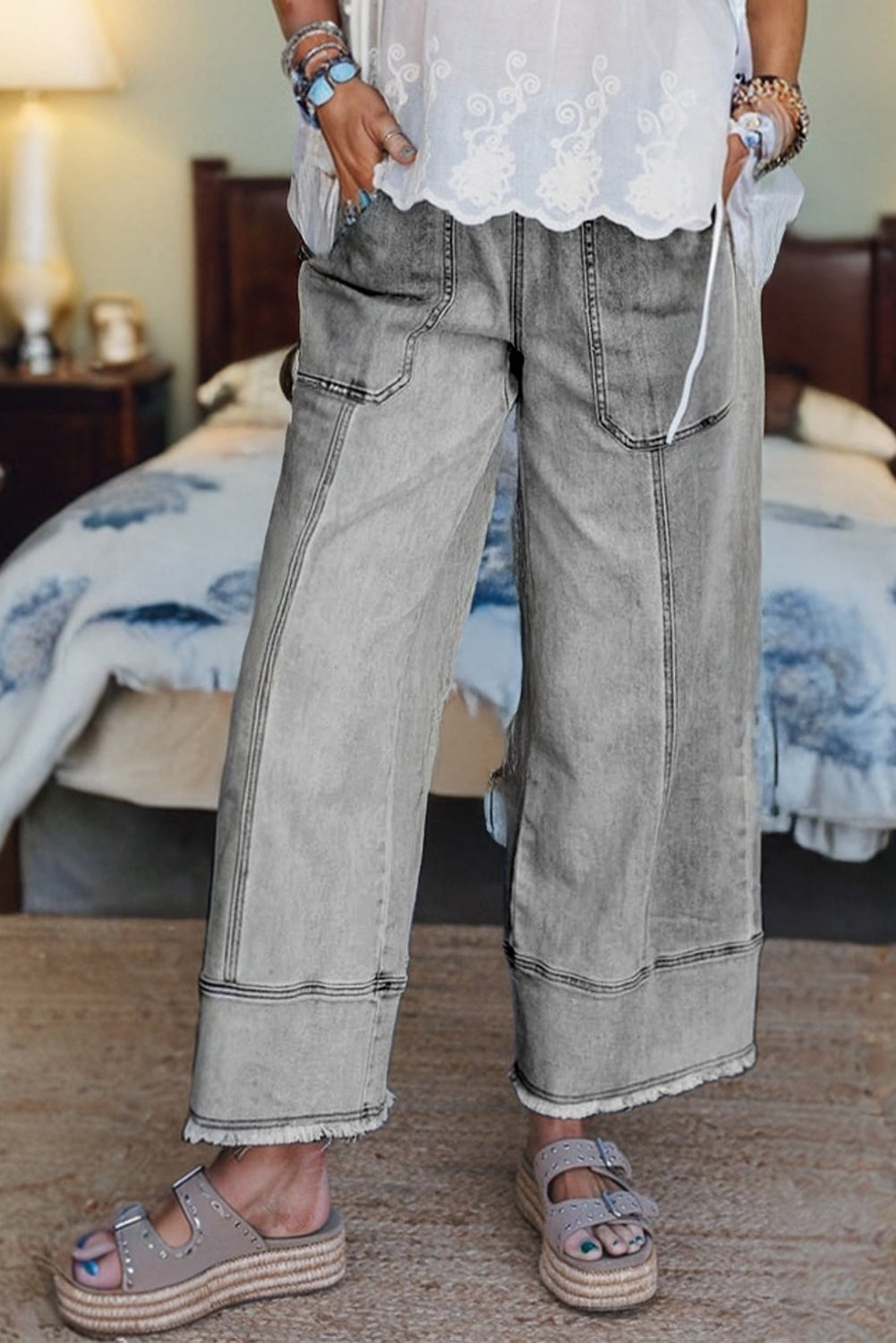 Seam Detail Raw Hem Pants RTS