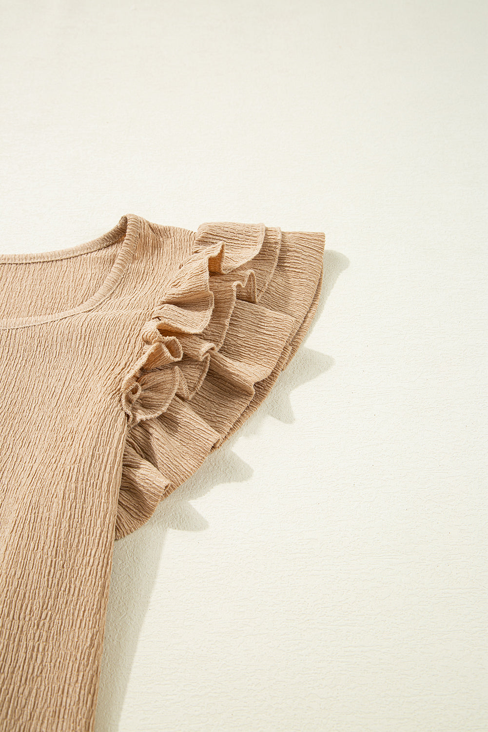 Beige Ruffle Sleeve Top FB