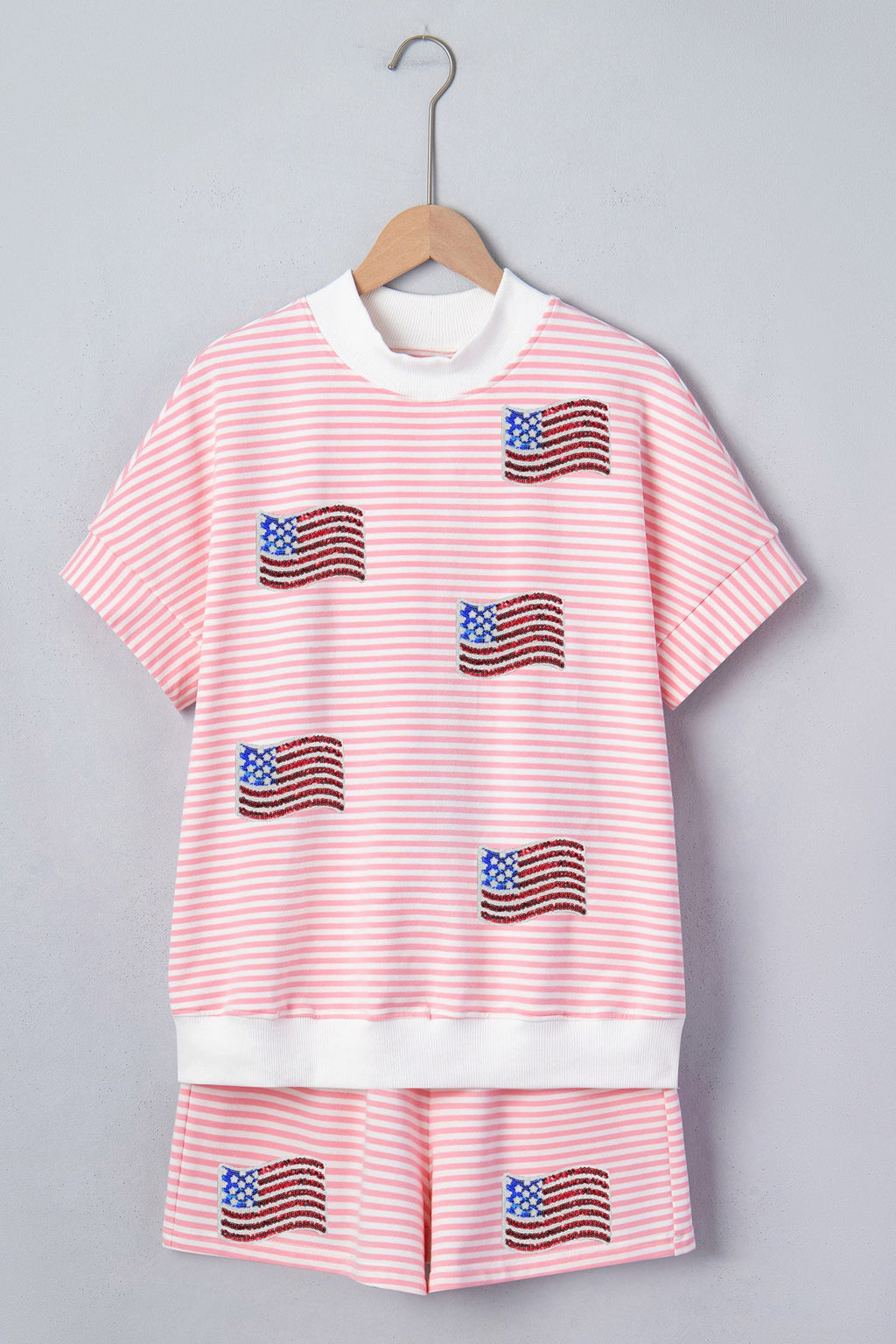 Pink Stripe Sequin Flag Set