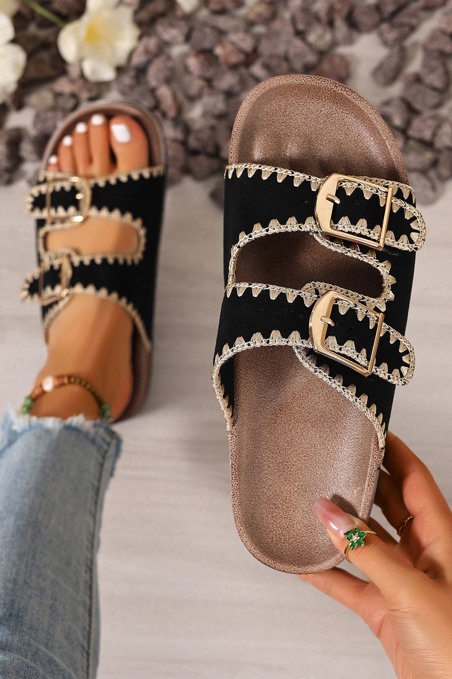 Embroidered Buckle Sandal RTS