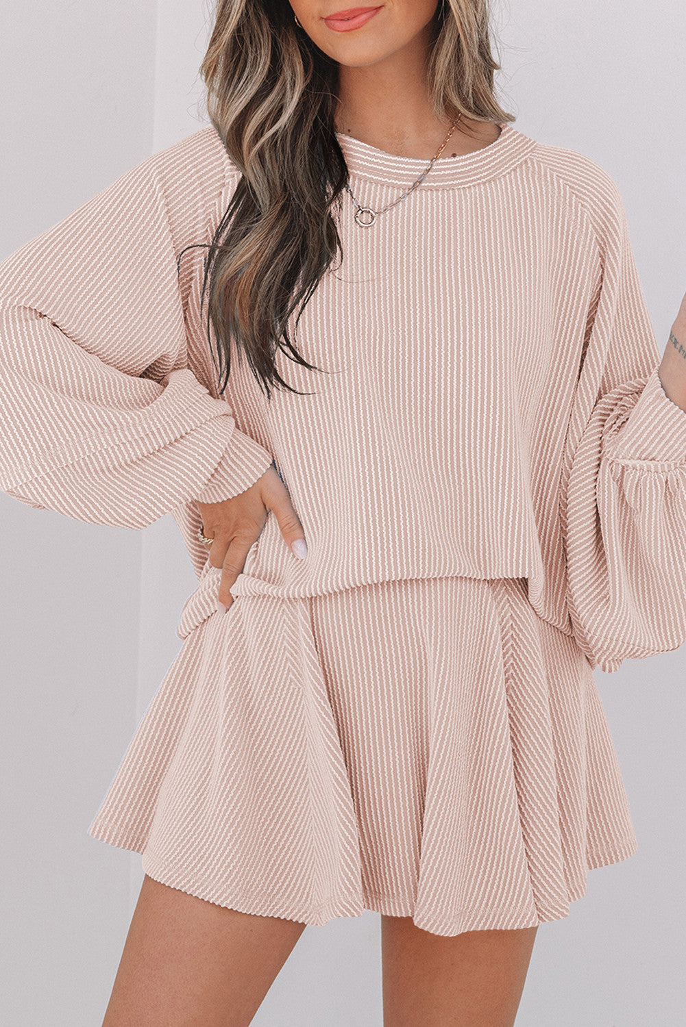 Beige Corded Skort Set FB