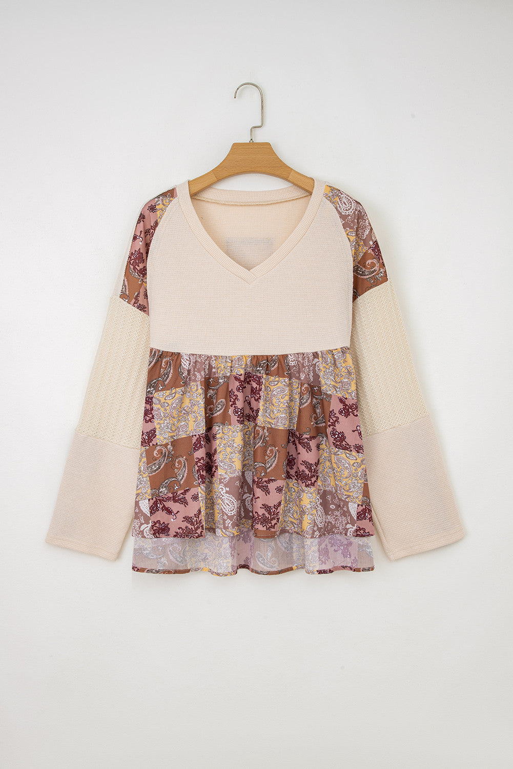 Beige Ethnic Print Top RTS