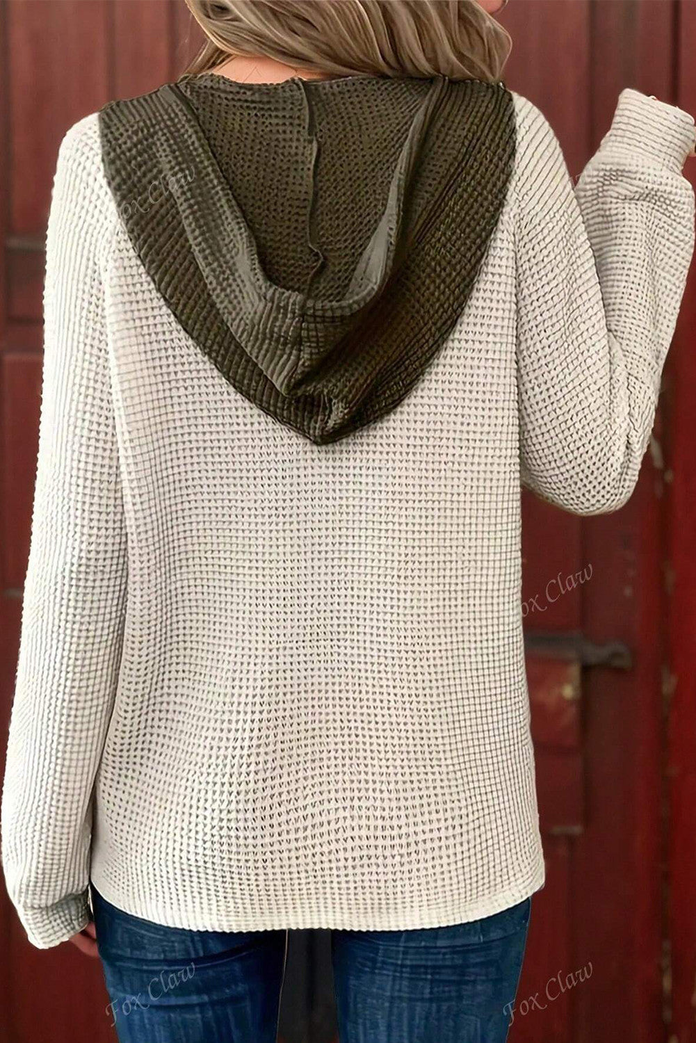 White Waffle Buttoned Top November.