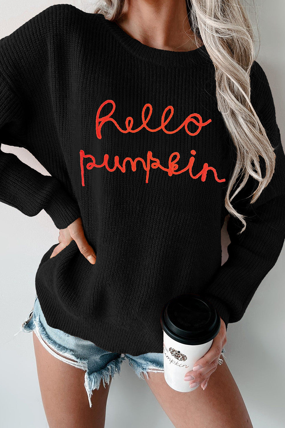 Black Hello Pumpkin Sweater FB