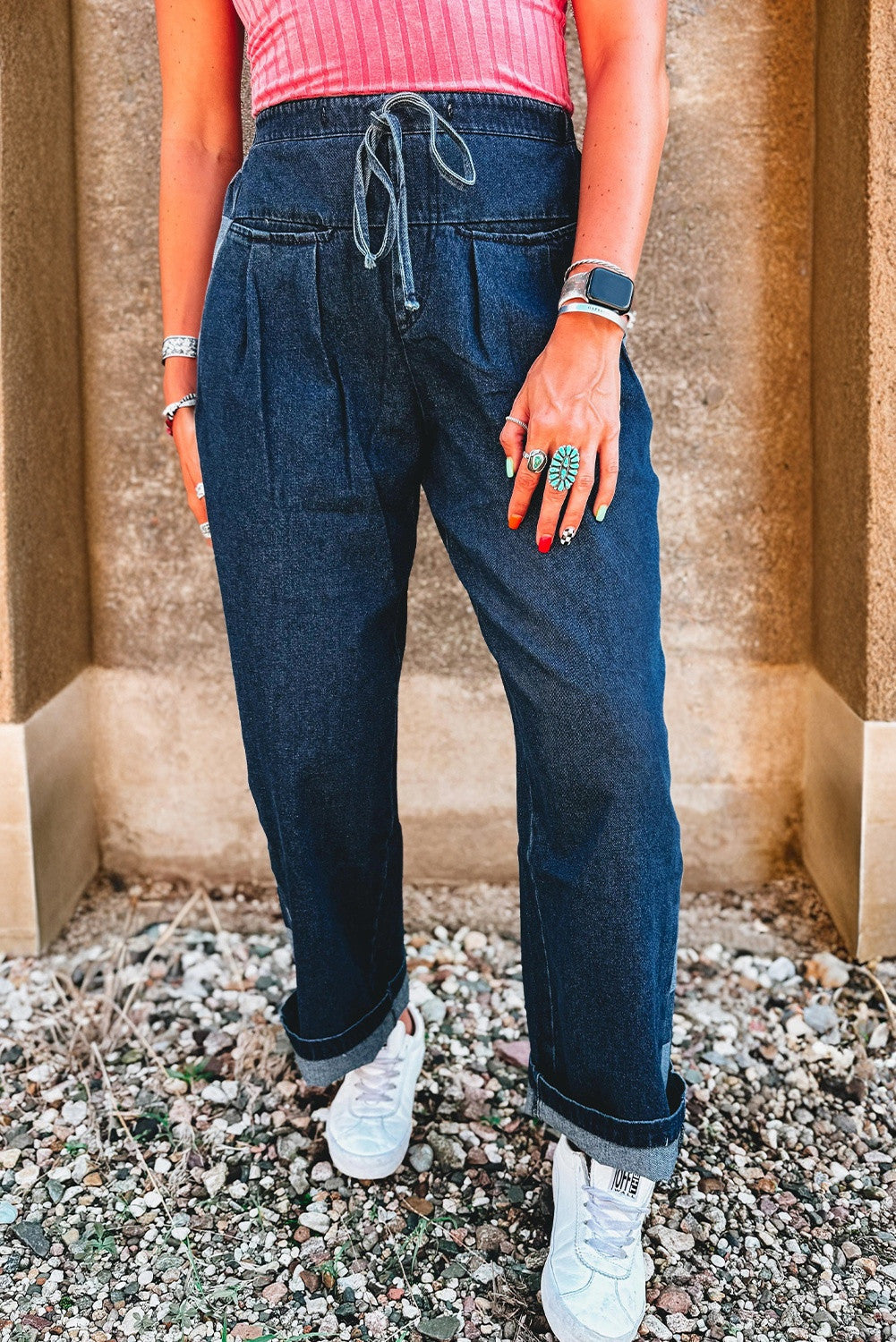 Blue Checkered Drawstring Pants FB